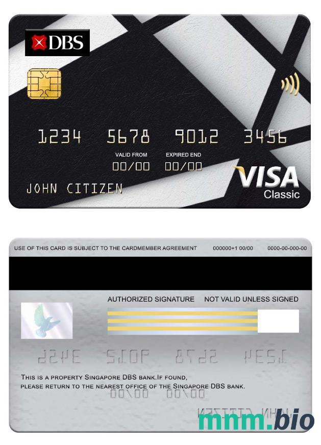 Singapore DBS bank visa klasyczny karta przykład w formacie PSD